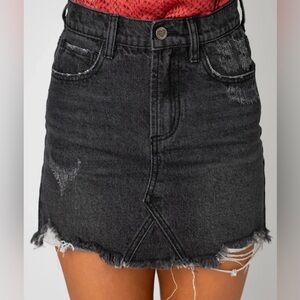 Buddy Love Sharon Charcoal Denim Distressed Skirt